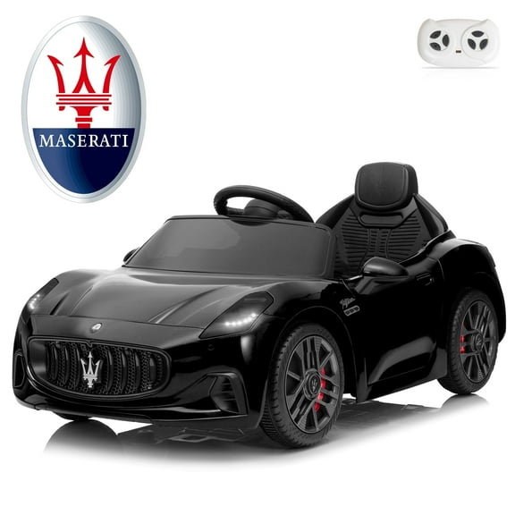UBesGoo 12V Licensed Maserati Kids Ride-On Car w/ Remote Control, 3 Speeds, LED Headlights - Black