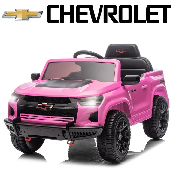 UBesGoo 12V Licensed Chevrolet Colorado Electric Ride on Car Toy for Toddler Kid w/ Remote Control, LED Lights, Pink