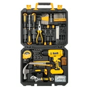 UBesGoo 146pcs Power Tool Combo Kits with 8V Cordless Drill, 10MM 3/8'' Keyless Chuck, Professional Home Household Kit DIY Hand Tool Set, Yellow