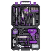 UBesGoo 146pcs Power Tool Combo Kits with 8V Cordless Drill, 10MM 3/8'' Keyless Chuck, Professional Home Household Kit DIY Hand Tool Set, Purple