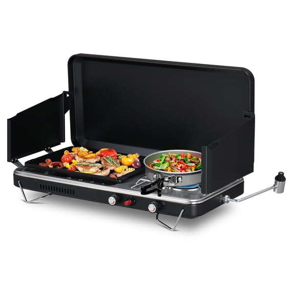 UBesGoo 2 Burner Propane Griddle + Camping Stove