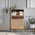 thumbnail image 1 of UBesGoo 2-Drawer 4-Tier Rattan Shoe Storage Cabinet, Shoe Rack Organizer for Entryway Living Room Bedroom Hallway Apartment, Natural, 1 of 11