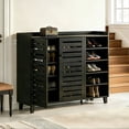 thumbnail image 1 of UBesGoo 45"W Shoe Cabinet with 2 Doors & Adjustable Shelves for 30 Pairs, Tall Large Shoe Storage Rack for Entryway Living Room Closet, Black, 1 of 14