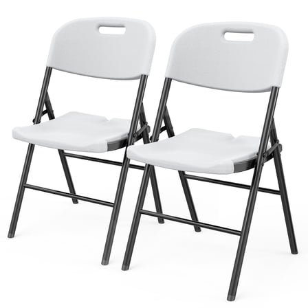 UBesGoo Steel Indoor Folding Chair, White (Set of 2)