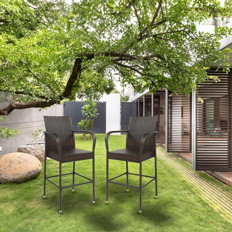 Costway 2pcs rattan bar stool dining high counter portable chair patio furniture new arrivals