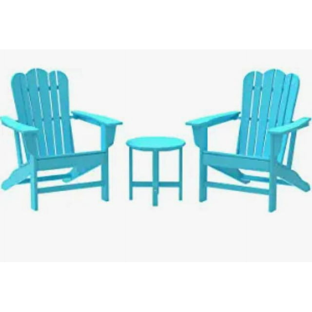 UBesGoo 2 Plastic Adirondack Chairs Outdoor Side Table. Outdoor Adirondack Chair Patio Lounge Chairs Classic Design (Blue)
