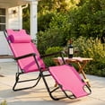 thumbnail image 1 of UBesGoo 2-Position Adjustable Backrest Chaise Chair, Lightweight Tanning Chair with Pillow, Sun Recliner for Indoor Outdoor - Pink, 1 of 12