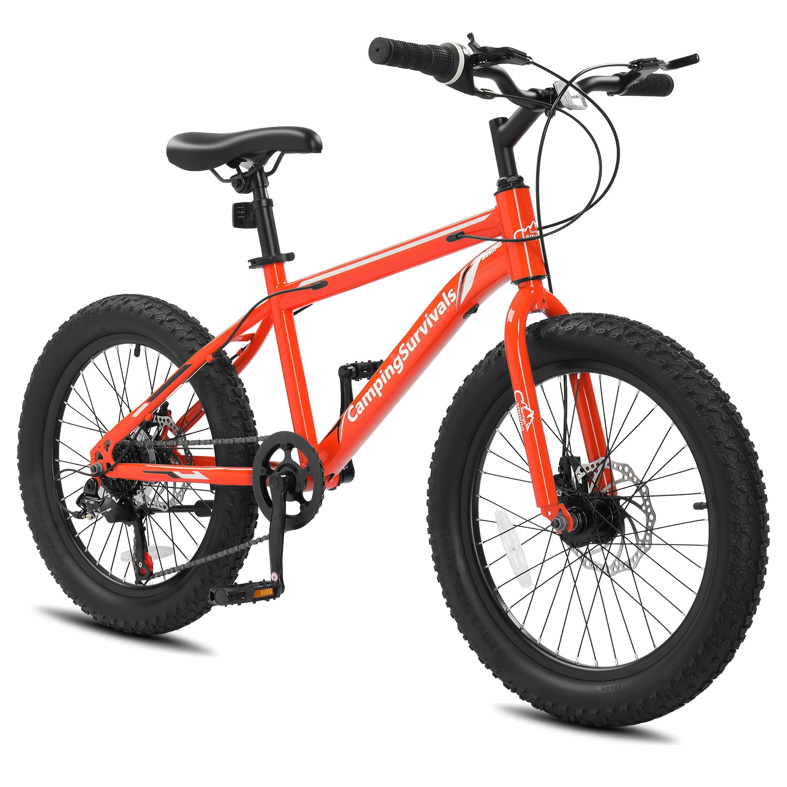 UBesGoo 20" Fat Tire Mountain Bike, 3 inch Knobby Tires, 7 Speed MTB with Dual Disc Brake, Orange