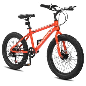 UBesGoo 20" Fat Tire Mountain Bike, 3 inch Knobby Tires, 7 Speed MTB with Dual Disc Brake, Orange