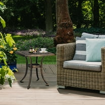 UBesGoo 21 in Square Patio Aluminum Bistro Table, Heavy-Duty Outdoor Side Table for Yard,Deck, Balcony, Bronze