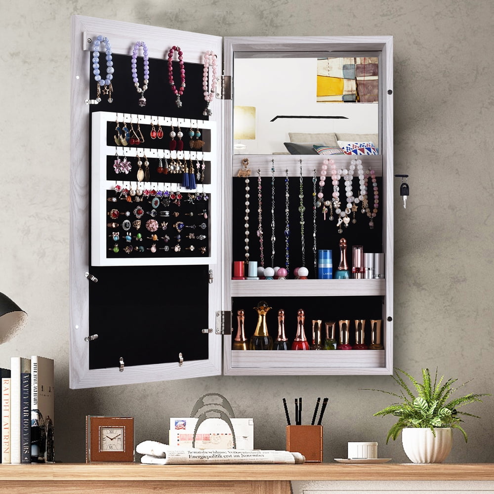 Amazon Hanging Jewelry Armoire With Mirror Mirrored Jewelry