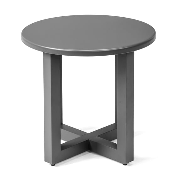 UBesGoo 24" Round Side Table - Rust-Resistant Metal Design for Patio/Home (Gray)