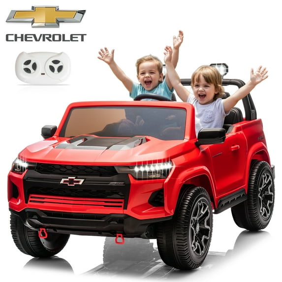 UBesGoo 24V 2 Seat Licensed Chevrolet Colorado Electric Ride on Car Toy for Toddler Kid w/ Remote Control, LED Lights, Red