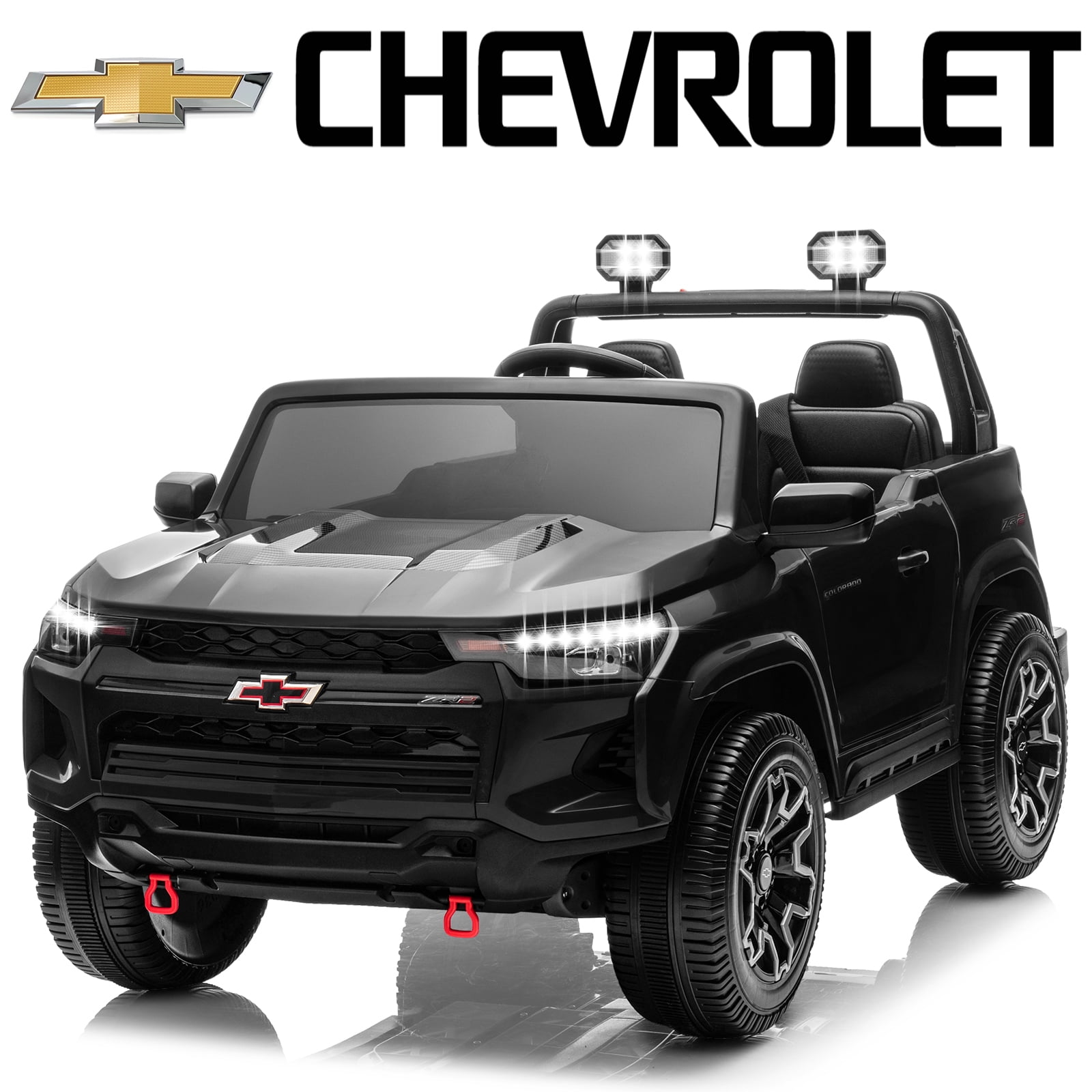 UBesGoo 24V 2 Seater Kids Ride on Car, Licensed Chevrolet Colorado Battery Powered Ride on Toys Truck with Remote Control, Black