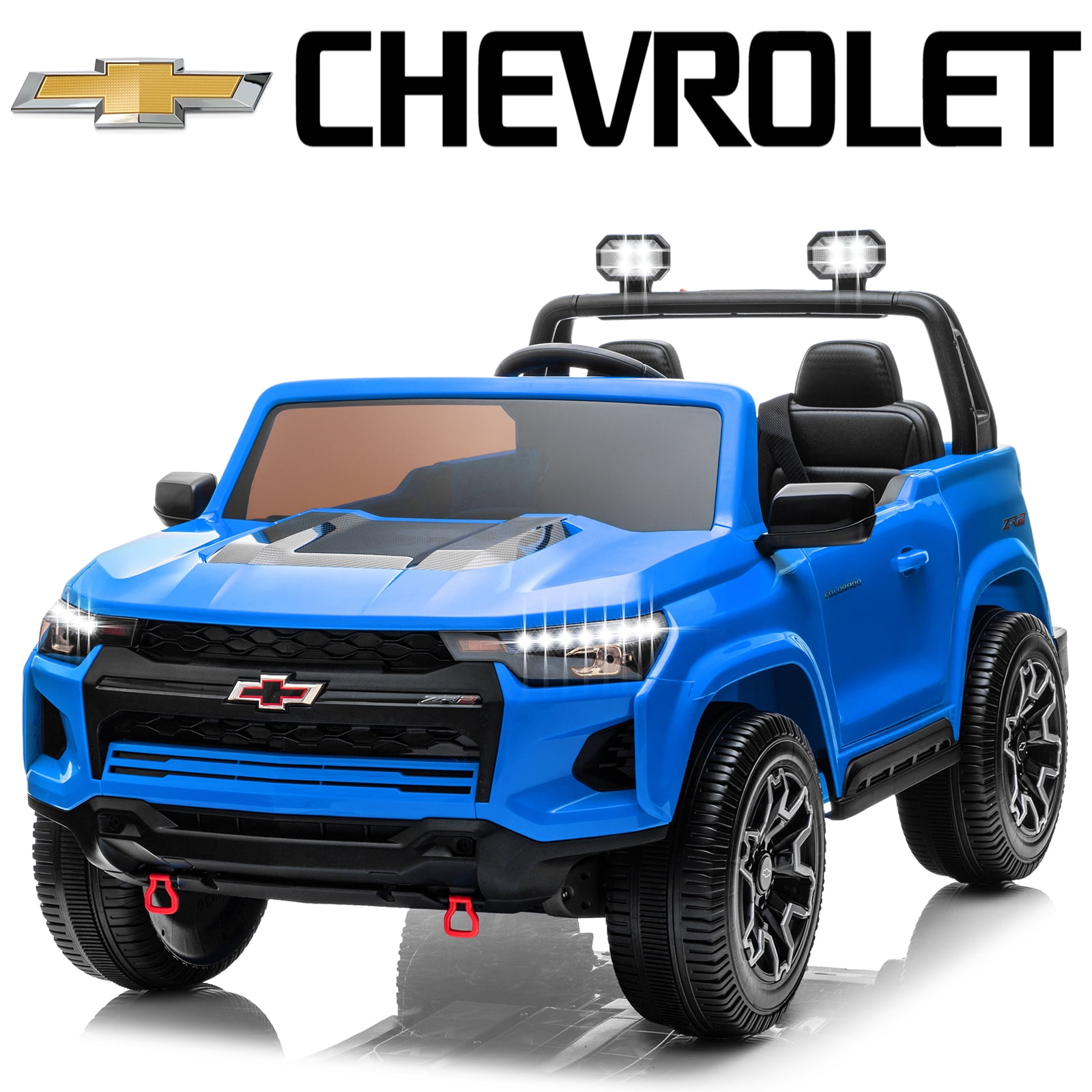 UBesGoo 24V 2 Seater Kids Ride on Car, Licensed Chevrolet Colorado Battery Powered Ride on Toys Truck with Remote Control, Blue