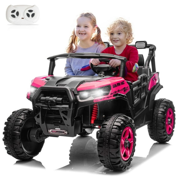 UBesGoo 24V Ride On Car UTV, 2WD/4WD 2 Seater Kid Electric Power Wheels with Remote Control, LED Lights, Spring Suspension, Music, Pink