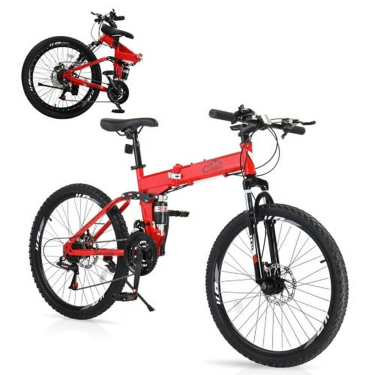 UBesGoo 24in Folding Mountain Bike Shimano 21-Speed, with Disc