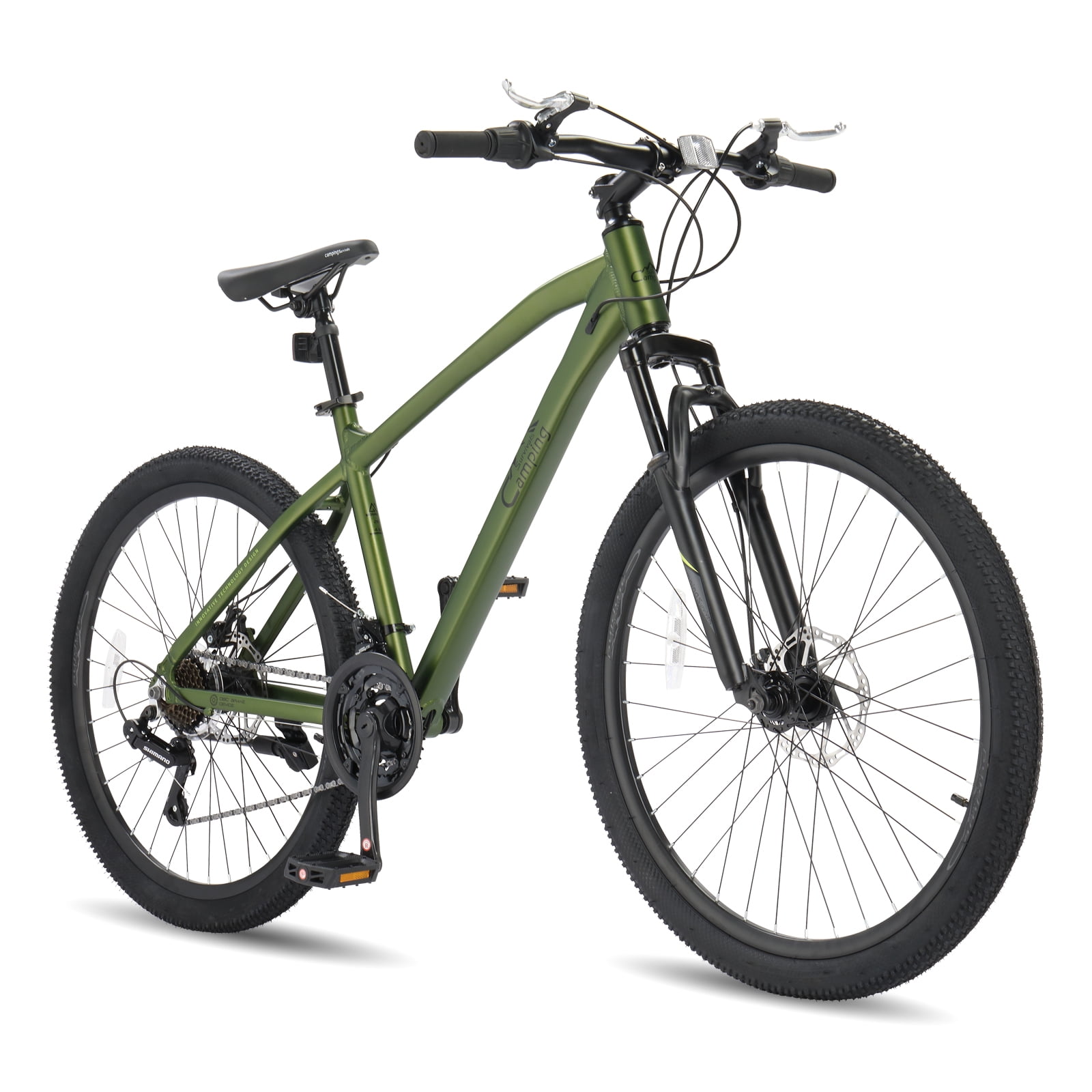 UBesGoo 24in Mountain Bike for Adults, Aluminum Frame Lightweight 21 Speeds Men/Women Bike with Dual Disc Brake, Twist Shifters, Green