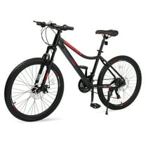 UBesGoo 24in Mountain Bike Shimano 21 Speed  with Disc Brake, Black Red