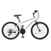 UBesGoo 24in Women Mountain Bike, 21 Speed V Brakes, Blue White