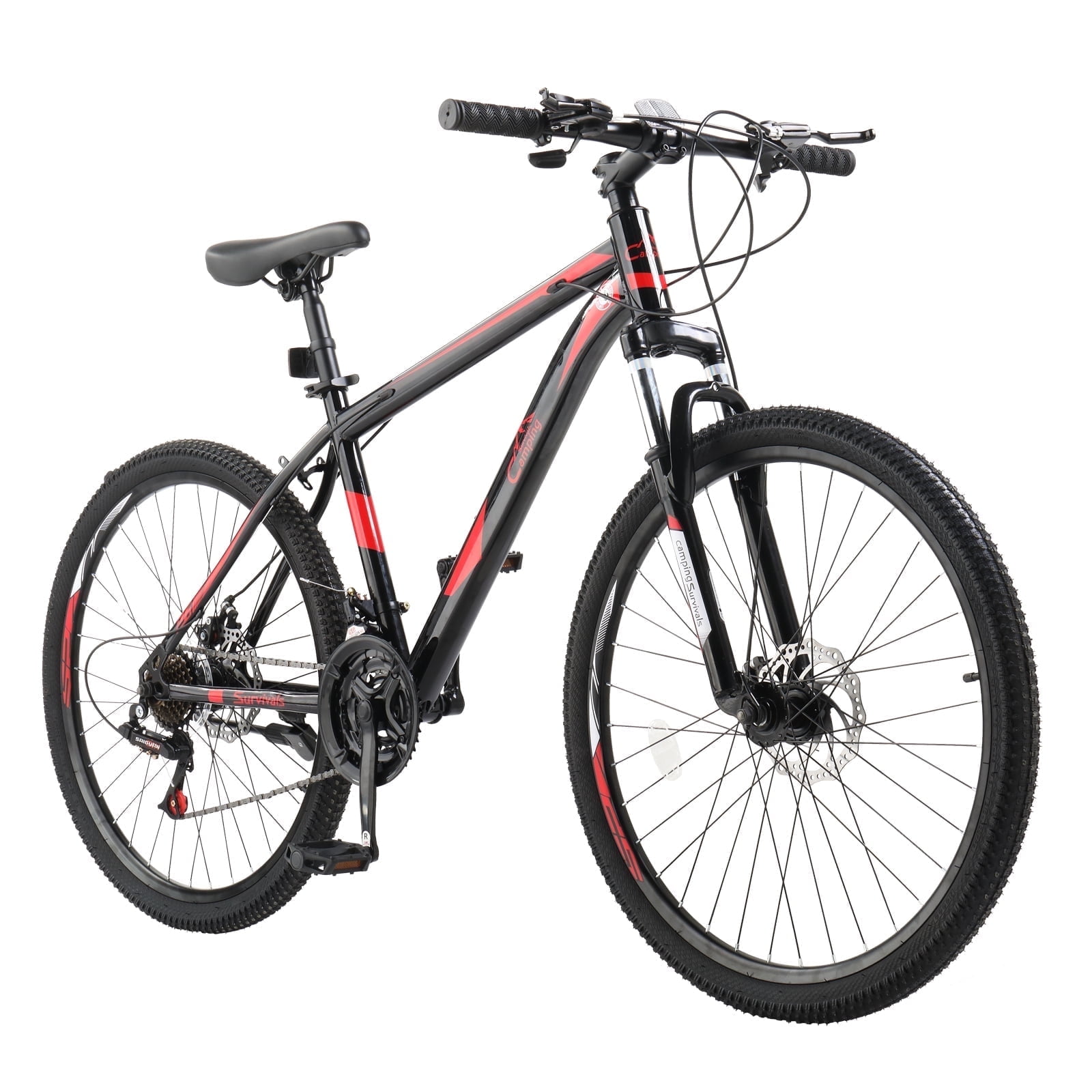 Walmart Coupons of UBesGoo 26" Lightweight Explorer Mountain Bike, 21-Speed for Men and Women Disc Brakes & Suspension, Red/Black