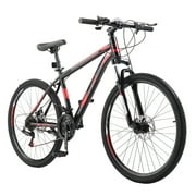UBesGoo 26" Lightweight Explorer Mountain Bike, 21-Speed for Men and Women Disc Brakes & Suspension, Red/Black