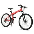 thumbnail image 1 of UBesGoo 27.5in Folding Mountain Bike Shimano 21-Speed with Disc Brakes,  Red, 1 of 10