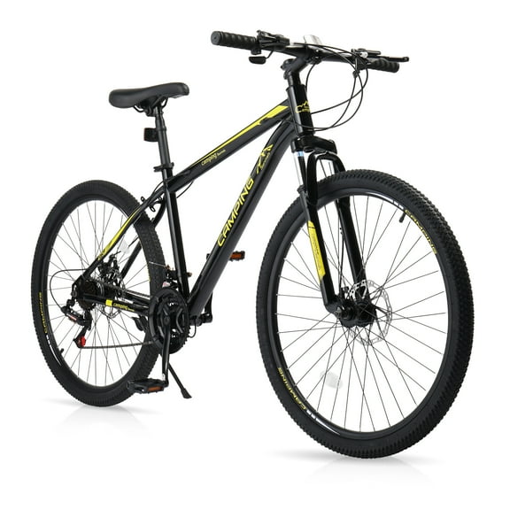 UBesGoo 27.5in Mountain Bike 21 Speed for Adult with Disc Brakes & Suspension, Black, Yellow