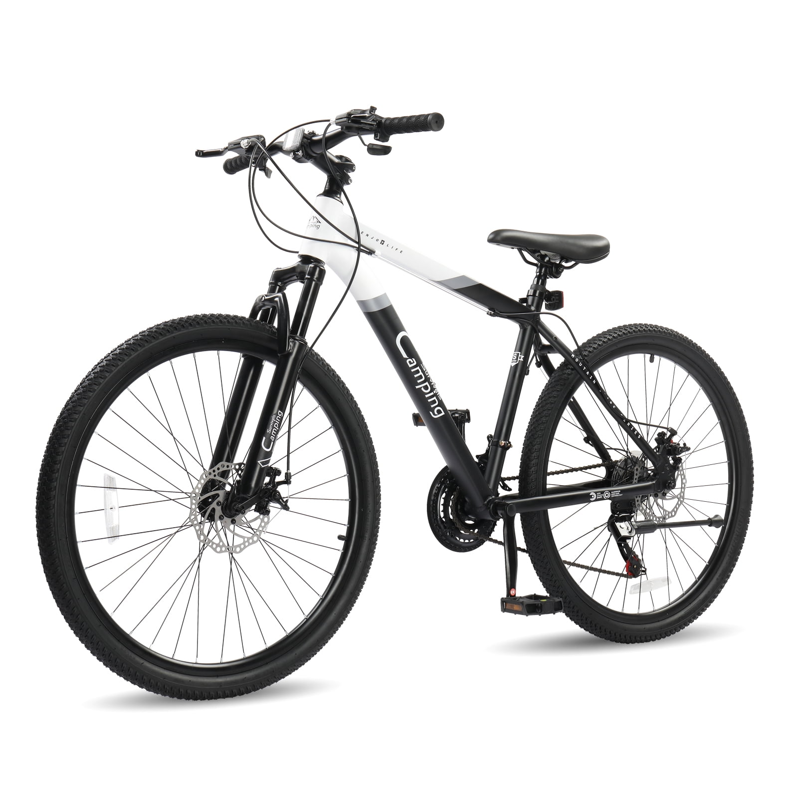 UBesGoo 27.5 inch Mountain Bike for Adults, 21 Speed Lightweight Aluminum Alloy Frame Mountain Bicycle, Disc Brakes, Black White