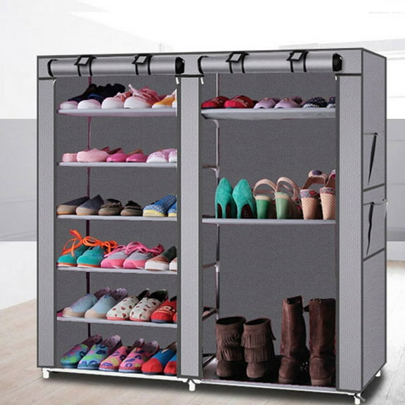 UBesGoo 27-Pairs Portable Boot Rack Double Row Shoe Rack with Covered