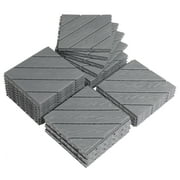 UBesGoo 27 Pcs Deck Tiles 11.5"x11.5" Interlocking Deck Tiles for Porch Poolside Balcony Backyard,Vertical Stripe