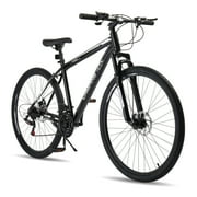 UBesGoo 29in Mountain Bike for Adult, 21 Speed MTB Bicycle for Men/Women, Dual Disc Brakes, Carbon Steel Frame, Black