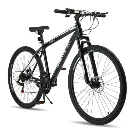 UBesGoo 29in Mountain Bike for Adult, 21 Speed MTB Bicycle for Men/Women, Dual Disc Brakes, Carbon Steel Frame, Black