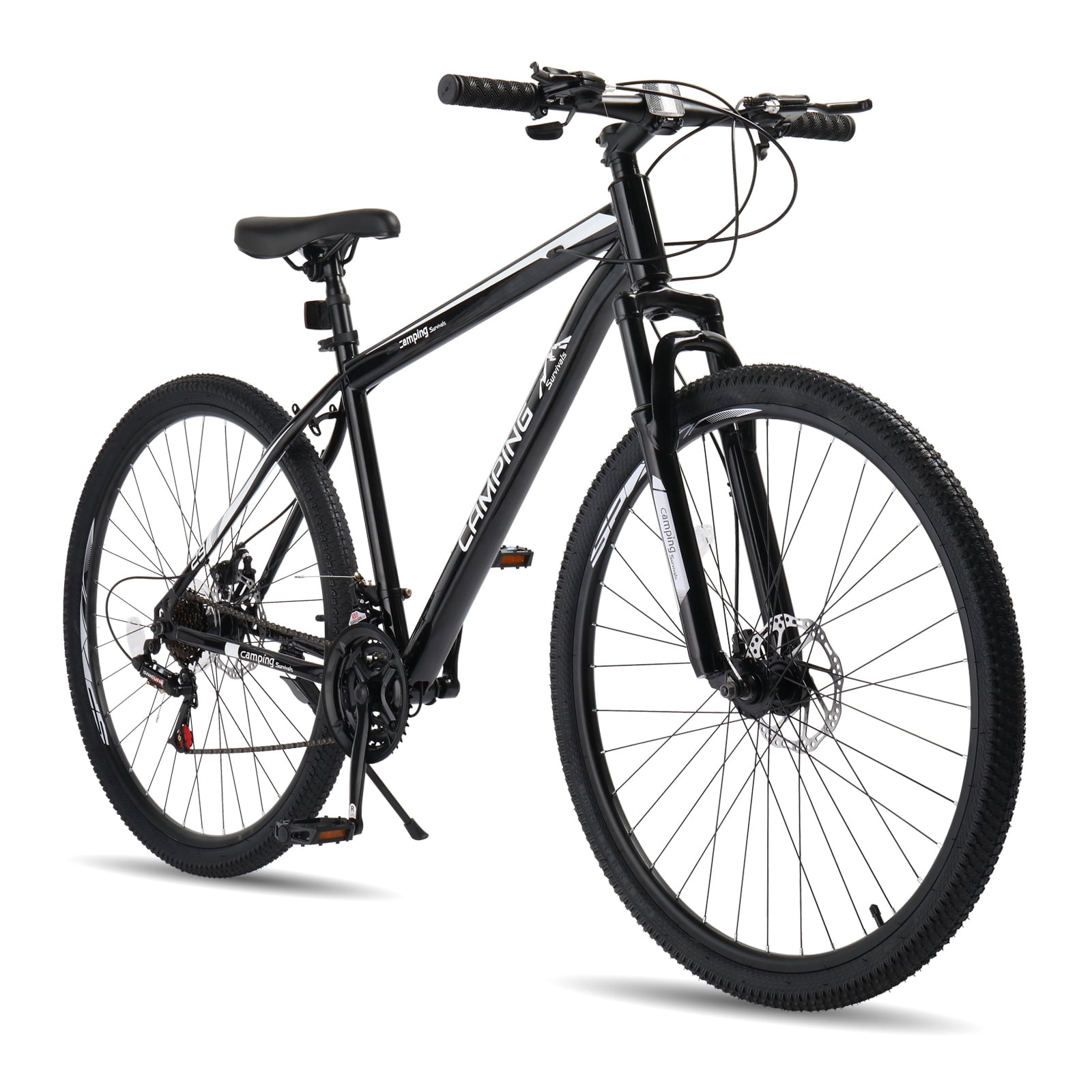 UBesGoo 29in Mountain Bike for Adult, 21 Speed MTB Bicycle for Men/Women, Dual Disc Brakes, Carbon Steel Frame, Black