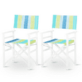 thumbnail image 1 of UBesGoo 2Pack Wood Folding Beach Chairs, Green and Blue Strip Canvas Director's Folding Seat for  Indoor Outdoor Camping, 1 of 9