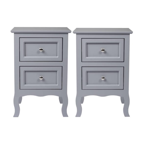 UBesGoo 2pcs White Nightstand with 2 Drawer, Farmhouse Cute Bed Side Table for Small Spaces, Gray