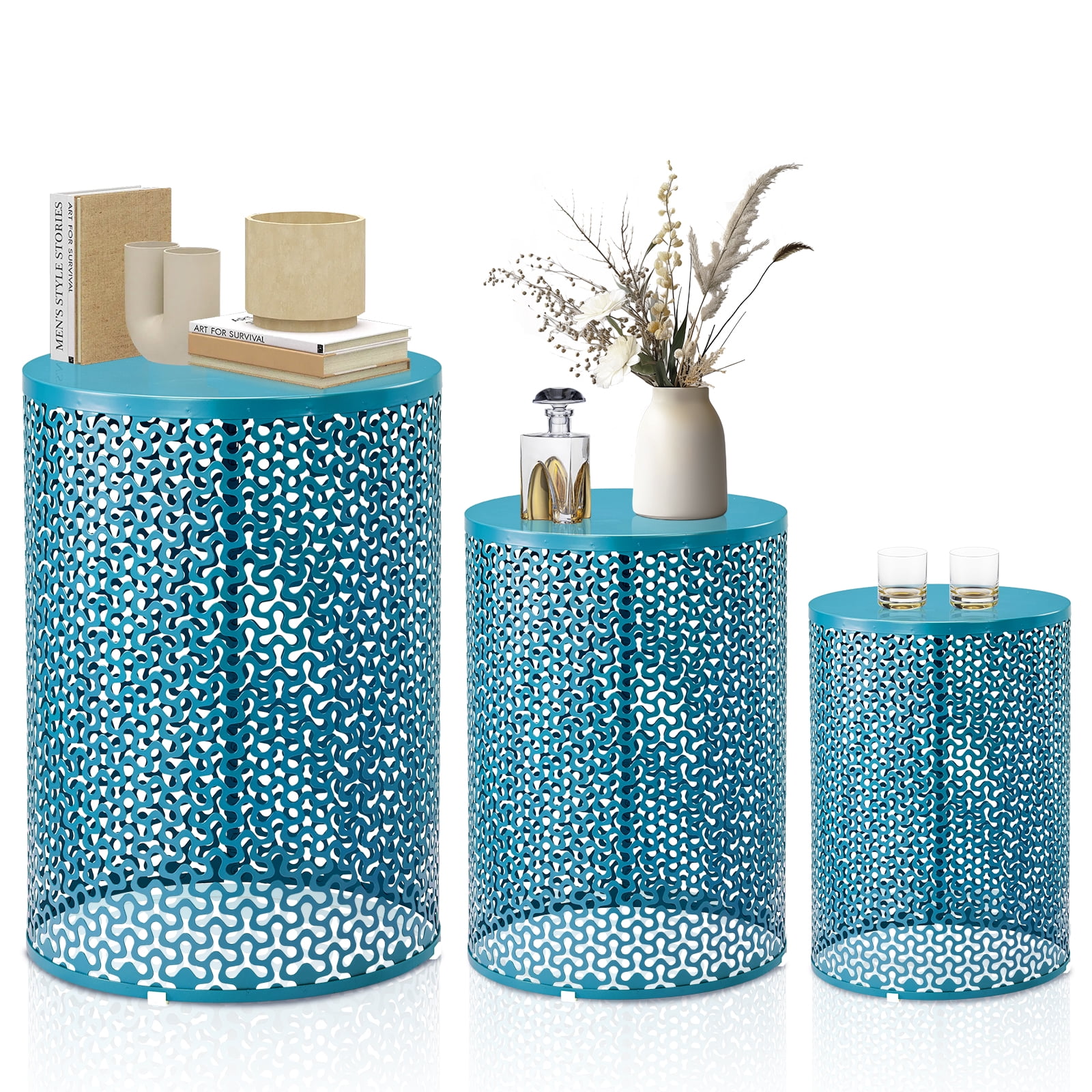 UBesGoo 3-Piece Stacking Side Tables, Metal Nesting End Tables for ...