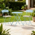 thumbnail image 1 of UBesGoo 3 Pieces Small Folding Bistro Set , Patio Foldable Conversation Set w/Cushion for Small Space, Easy Storage (Blue), 1 of 8