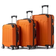 UBesGoo 3 Pieces Travel Luggage Set Bag ABS Trolley Carry On Suitcase Orange