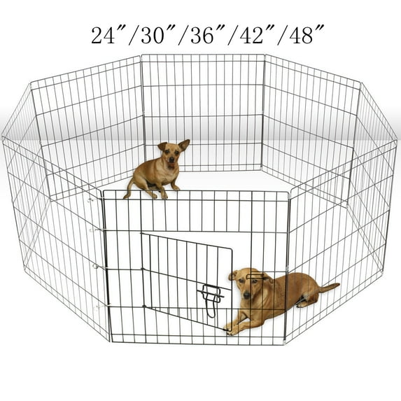 UBesGoo 30" Tall Wire Fence Pet Dog Cat Folding Exercise Yard Play Pen Black Kennel Cage