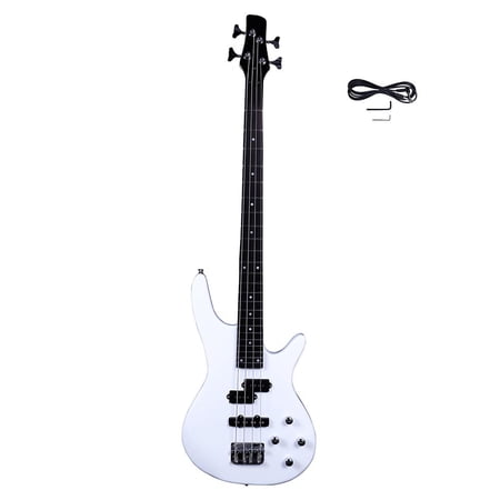 UBesGoo 34" 4-String Electric Bass Guitar for Beginner, White