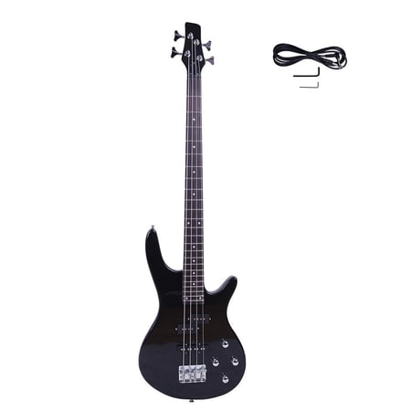 UBesGoo 34" 4-String Exquisite Stylish Bass Guitar w/ Power Line and Wrench Tool Black