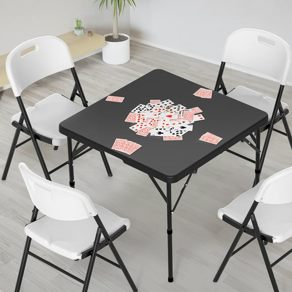 UBesGoo 34in Square Bi-Folding Table, Protable Outdoor Plastic Table for Patio Kitchen Party Wedding Event, Black
