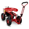 thumbnail image 1 of UBesGoo 35-Inch Rolling Garden Cart, 360° Swivel Seat with Tool Tray & Storage Basket, Red, 1 of 11
