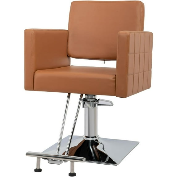UBesGoo 360° Swivel Barber Chair with Reclining Back, T-shaped Footrest, Blrown