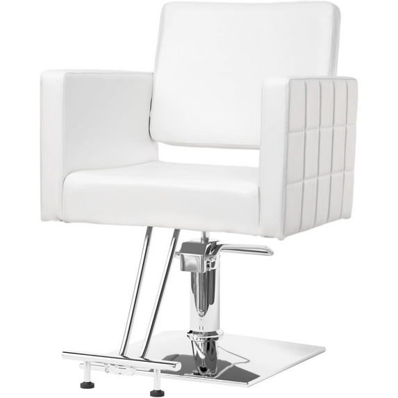 UBesGoo 360° Swivel Barber Chair with Reclining Back, T-shaped Footrest, White