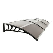 UBesGoo 39.37 x 118.11 Patio Door Window Outdoor Awning Patio Cover UV Rain Snow Brown Board & Black Holder
