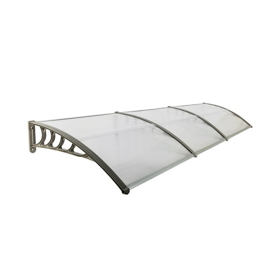 UBesGoo 39.37" x 118.11" Patio Door Window Outdoor Awning Patio Cover UV Rain Snow, Transparent Board & Black Holder