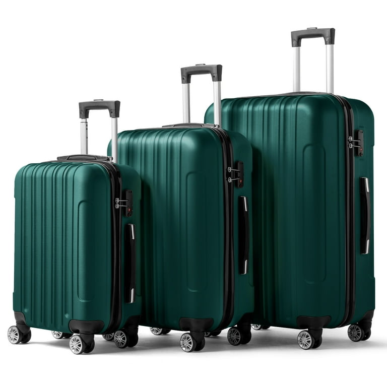 Green hard cheap shell suitcase