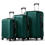 UBesGoo 3PCS Green Luggage Travel Set Bag ABS Trolley Hard Shell Suitcase w/TSA lock Carry-On, with Wheels